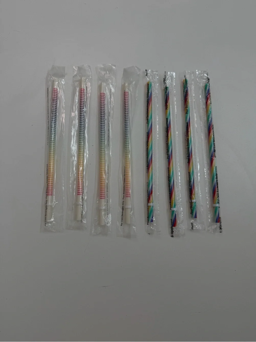 Starbucks Straws Plastic Rainbow Striped Ombré Multicolor Sealed New Set 8